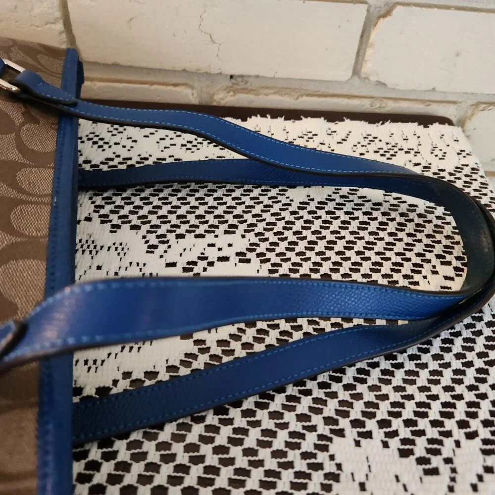 Like New Coach Signature Blue Outline Satchel Tote Bag